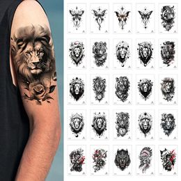 2024 100Pcs Lot Wholesale Waterproof Temporary Tattoo Sticker Lion Tiger Fox Butterfly Man Colorful Flower Arm Women Tatoo 240311