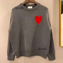 Amis Sweater Fashion Paris Mens Women Designer Knitted Shirts High Street Printed A Heart Pattern Round Neck Jumper Aims T Shirts 739