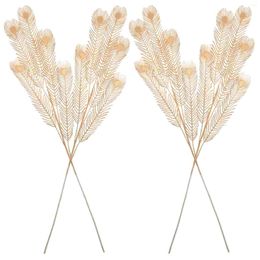 Decorative Flowers 4 Pcs Artificial For Wedding Decoration Leaf Stem Fake Golden Leaves Home Household Branch Vases Simulation Plant Stems