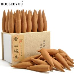 Burners Oversized 30 Minutes Smoke Backflow Tower Incense Cones 22 Pcs Gift Hardcover Sandalwood Incense with Holder Ceramic Burner