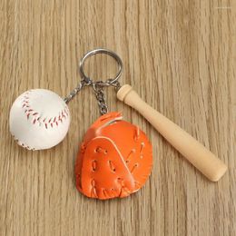 Keychains Mini Simulated Baseball Keychain Glove Set For Sports Fans Exquisite Wood Model Props Simulation