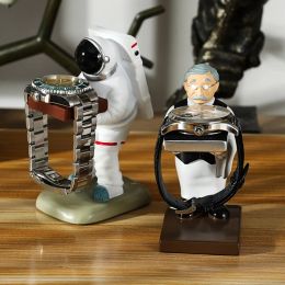 Miniatures 2023 Resin Watch Display Stand Jewellery Storage Holder Astronaut Figurine Model Crafts Watch Storage Box Room Desktop Decoration