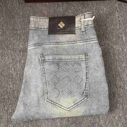 Jeans firmati da uomo classici pantaloni elasticizzati di alta qualità in cotone di marca di moda con alfabeto ricamato autunno e inverno F01K9