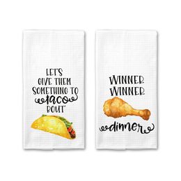 Let's Give Them Something to Taco, Fried Chicken Funny Tea Towel Waffle Kitchen Dish Napkin Thanksgiving Gift