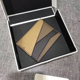 Genuine Leather Designer Card Holder Wallet Fashion Men Women Mini Purse Blue Black Patchwork Calfksin Top Quality with Box