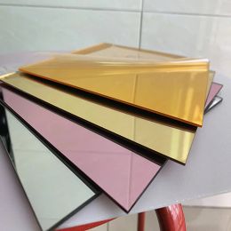 Mirrors 200x300mm Gold Square SilverPink Colour Mirror Acrylic Sheet JewelriesCraftsPhotography,PartyHotel Home Decoration