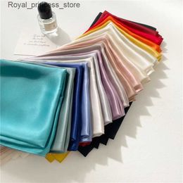 Scarves 2022 Spring/Summer Womens Silk Scarf Square Solid Color Shawl and Wrapped Womens Hair Neck Scarf Soft Office Bandana Foulard Q240326