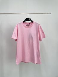 Spring/Summer New Breast Label New Embroidered Cherry Pink T-shirt