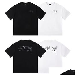 Mens T-Shirts Letter Printing Basic T-Shirt Men Round Neck Cotton Tee Shirts Streetwear Tshirt Black White Drop Delivery Apparel Cloth Dh2D3
