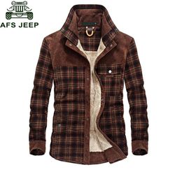 Afs Winter Jacket Men Thick Warm Fleece Jacket Coat Male Plaid Jackets Pure Cotton Cashmere Outwear Size M3XL5482526