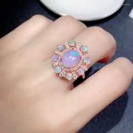 Cluster Rings Luxury Opal Ring For Party 3mm And 8mm 10mm Total 2.5ct Natural 925 Silver With 3 Layers Gold Plated Keep Shining