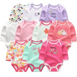 Spädbarnsflicka pyjamas set baby pojke sovande kläder född klänning romper långärmad 100% bomullsmittare bodysuits sleepsuit outfits 240325