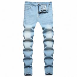 fi Streetwear Men Spring Slim Thin Lg Jeans Best Quality Male Stretch Solid Casual Jogging Pencil Denim Pants For Men's y5a7#