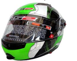 LS2 FF370 Motorcycle Helmet full face helmet motocross undrape face Moto Racing Off road helmet white green universe color9933292