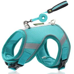 Harnesses Cat Harness and Leash Set for Cat and Dog Harness Soft Mesh Puppy Harness Adjustable Cat Vest Harness with Reflective Stripe