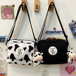 Bag Fashion Cute Canvas Crossbody Bags For Women 2024 Small Cartoon Cow Print Shoulder Messenger Students Cloth Female Handbags