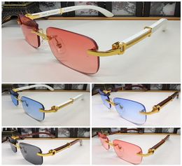 Designer sunglasses new frameless square metal frame wooden leg material eyeglasses men and women business casual spring hinge sma2245143