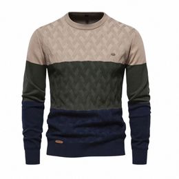2023 New Autumn Patchwork Colour O-neck Pullover Sweaters for Men High Quality Cott Men Sweater Warm Winter Knitted Sweaters f8Fu#