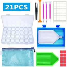 Stitch 21pcs/Set 5D Diy Diamond Embroidery Accessories Kit Adult or Kids Diamond Painting Tools Storage Box Mosaic Glue Drill Pen Kit