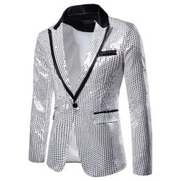 Gold and silver shiny decoration for mens night club graduation mens jacket mens suit jacket mens clothing stage clothing 240326