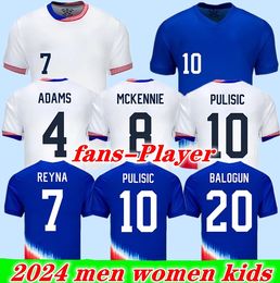 2024 USA Soccer Jerseys America Woman Kids 24 25 Player Version Home Away Shirts PULISIC SMITH MORGAN BALOGUN MUSAH McKENNIE ADAMS Football Shirt