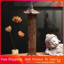 Burners Retro Incense Burners Vertical Aroma Holder Lotus Dragon Phoenix Incense Base Indoor Aroma Rack Living Room Decor Home Fragrance