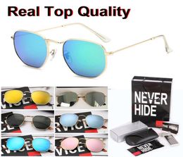 Top quality Hexagonal Brand Sunglasses Men Women Vintage Hexagon frame uv400 glass Lens with original box packages accessories 9597439