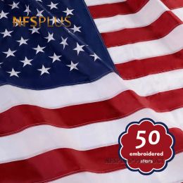 Accessories Outdoor USA Flag 210D Nylon 50 Embroidered Stars 13 Sewn Stripes 2 Brass Grommets Durable Waterproof American Flags and Banners