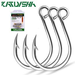 KATYUSHA 100Pcslot Barbed Single Hooks 6110 Big Eye Fishhooks High Carbon Steel Sharp Carp Jigging Fishing Tackle 240313