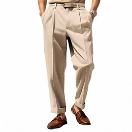 autumn Mens Suit Trousers Pure Colour Casual High Waist Busin Pants Office Male Formal Fi Pants Daily Comfort Pants Men l0RD#