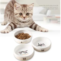 Feeding Pet Ceramic Bowl Cartoon Pattern Cat Face Bowl Cat Pot Small Dog Cat Water Bowl Pet Supplies