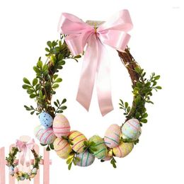 Decorative Flowers Spring Wreath Easter Holiday Front Door Decor 30cm/11.8inch Farmhouse Rustic Seasonal Home For Wall Porch Fireplace