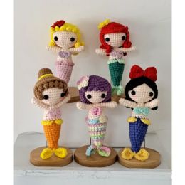 Knitting Handmade Crochet Mermaid Princess Doll for Key Chain Cute Cartoon Character Mermaid Ornament Mermaid Party Favour Decoration