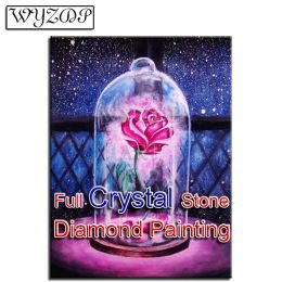 Stitch Full Square 100% Crystal Diamond Painting Rose Mosaic Embroidery Diamond Art Flower Cross Stitch Gift Kit Manual Home Doceration