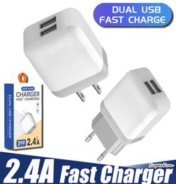 Dual USB Fast Charger 24A Quick Charge EU US Plug Wall Travel Adapter For Smart Phone With Retail Box9040835