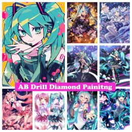 Stitch Japanese Anime Singer Miku 5D DIY AB Diamond Painting Mosaic Embroidery Cartoon Girl Rhinestones Cross Stitch Home Decor Gift