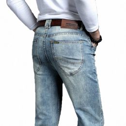 cowboy Vintage Bule Men Jeans New Arrival 2023 Fi Stretch Classic Denim Pants Male Designer Straight Fit Trouser Size 38 40 P1fq#