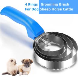 Combs 4 Rings Reversible Stainless Steel Dog Horse Comb Pet Grooming Tool Dogs Grooming Brush 2Sided Undercoat Rake for Dogs Cats