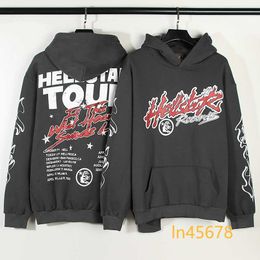 Mens Jackets Hellstar Hoodie Retro Do Old Flame Graffiti Printing Plus Fleece American Casual Loose Men Women Couple Hoodies Sportswear 2024ss