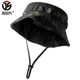 Camo Boonie Mens Hat Tactical Military Fighting Hat Multi Camera Panama Summer Hunting Hiking Fishing Outdoor Sports Sun HatC24326