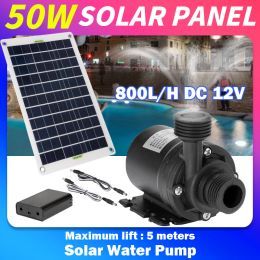 Accessories 12V 800L/H Brushless Solar Power Water Pump System Fish Aquarium Tank Pump with 50W Solar Panel Continuous Working Energysaving