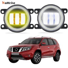 EEMRKE Led Fog Lights Assembly 30W/ 40W for Nissan Terrano D10 2013 2014 2015 2016 2017 2018 2019 2020 with Clear Lens Angel Eyes DRL Car Daytime Running Light 12V Fog Lamp