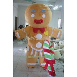 Mascot Costumes Halloween Christmas Lovely Gingerbread Man Mascotte Cartoon Plush Fancy Dress Mascot Costume