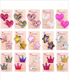 Childrens Hair Clips Girls 2019 Fashion Pretty Sequins Star Heart Design Princess Barrettes Kids Cute Party Hairpins2977650