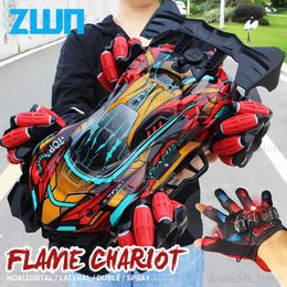 Electric/RC Car ZWN F1 RC Drift Car With Music Led Lights 2.4G Glove Gesture Radio Remote Control Stunt Cars 4WD Electric Children Toy vs Wltoys T240325