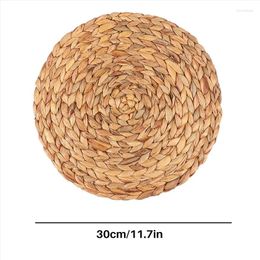 Bowls 4Pc Natural Water Woven Placemat Round Rattan Table Mat Pad Green Tropical Wedding Or 30Cm