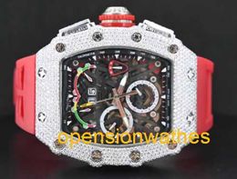 Swiss Sports Watch Richardmills Luxury Mechanical Automatic Watches 17 Carat's Vvs1+'white Moissanite Diamond Round Cut Swiss Automatic Men's Watch HBD3