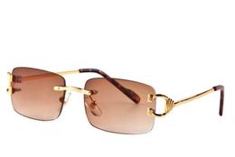 Red fashion sport sunglasses for men 2020 unisex buffalo horn glasses men women rimless sun glasses silver gold metal frame Eyewea1311472