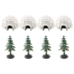 Garden Decorations Igloo Model Ice House Farm Figurines Winter Decorative Mini Xmas Tree Craft