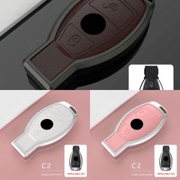 Update Leather Alloy Car Remote Key Case Cover For Mercedes Bnez CLA GLC GLA GLK W203 W210 W211 W204 W176 A B C R Class AMG Accessories